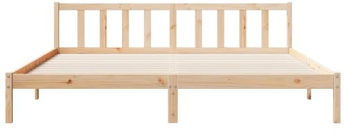 Letto Extra Lungo senza Materasso 200x220 cm in Legno di Pino King Size Giroletto Matrimoniale