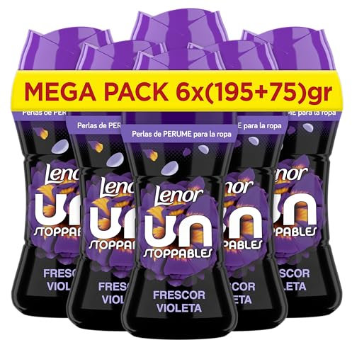 LENOR UNstoppables Perlas de Perfume para la Ropa, 133 Lavados (6 x 270g), Suavizante con Fragancia Violeta Fresca, Potenciador de Frescor
