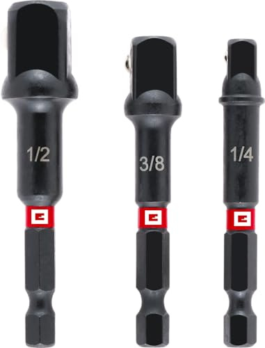 Originale Einhell Set adattatori per bussole Impact 3 pz (1/4/3/8/1/2, acciaio cromo-vanadio, zona di torsione, compatibile con mandrini e portainserti)