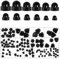 110 Stück Schwarz Hutmuttern hohe Form Set, M3 M4 M5 M6 M8 M10, Eichel Sechskant Hutmuttern, Hohe Form Hochwertige Kappenmuttern mit Aufbewahrungsbox für Schrauben Bolzen, Nylonmaterial
