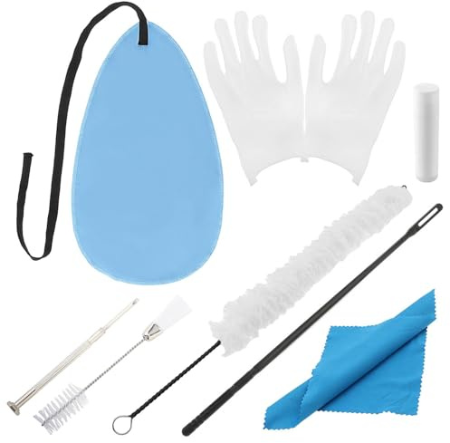 Clarinet Cleaning Kit, Flute & Clarinet Care Tools for Wind Woodwind Instrument, with Cotton Brush, Cleaning Swabs, Double End Tone Hole Brush, Cleaning Rod, Screwdriver, Cotton Gloves
