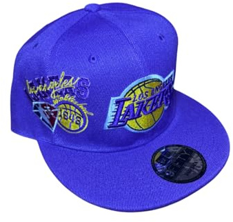Cappello Compatibile Lakers Viola con Doppio Logo frontino Viola Uomo Berretto New Era Basket Sport Gadget Accessorio Idea Regalo Uomo Donna