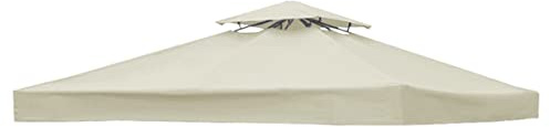 Toldo de repuesto para cenador de jardín de 3 x 3 m, color beige, cubierta superior de pabellón de doble cubierta para patio al aire libre, camping, tienda de campaña (solo parte superior)