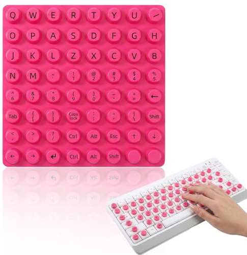 64 calcomanías elevadas para teclado para uñas largas, cubiertas de burbujas de teclado rosa con letras, sin residuos, reutilizables, fáciles de aplicar, teclas de escritura para teclados externos de