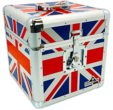 Gorilla 12 LP Vinyl Record Storage Box Flight Carry Case Holds 100pcs Union Jack