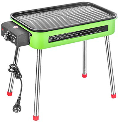 Parrilla para barbacoa Interior al aire libre eléctrico de carbono barbacoa parrilla eléctrica barbacoa parrilla sin humo con patas 1800w Termostato ajustable extraíble Placas lavables removibles, 18.