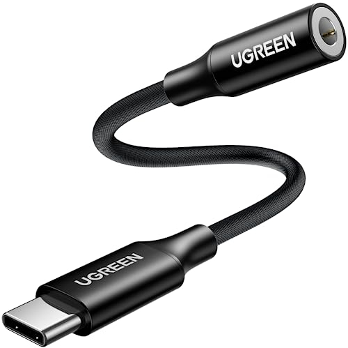 UGREEN Adattatore USB C a Jack 3.5mm Chip DAC per Cuffie Tipo C Compatibile con iPhone 17 Pro Max Air Galaxy S25 Ultra MacBook Pro 2024 iPad Pixel 9 XL (Nero)