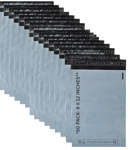 DVIVA 50 Grey Postage Bags 9x12(229 x 305mm)|Self Adhesive,Waterproof and Tear-Proof Postal Strong Plastic Mailing Mail Postage Parcel Courier Bags for Delivery,Shipping & Packaging
