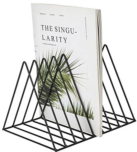 Buchstütze, Metall Zeitungsständer, Dreieck Desktop Magazinständer 9 Steckplätze Bücherenden Zeitungshalter Halter Organisation Rack für Büro, Dokumente, CD, Magazin