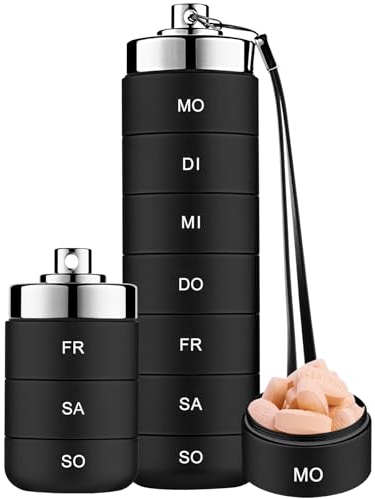 Mossime Tablettenbox 7 Tage Große Fächer Tragbare Pillendose Metall Für Unterwegs Medikamentenbox 7 Tage Stapelbar, Wasserdicht, Pillenbox Für Vitamin, Fischöl