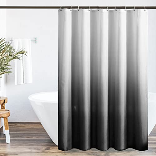 WELTRXE Duschvorhang, Digitaldruck Duschvorhänge mit Gewicht, 120x180cm Textil aus Polyester Stoff, Anti-Schimmel Dusch Vorhang Wasserdicht Waschbar, Shower Curtains für Dusche und Badewanne Schwarz