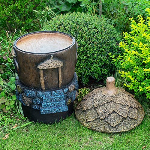 JYCCH Estatuas de jardín de Resina, Decoraciones Creativas de la casa de Roble para el jardín, casa de jardineras de Compost de Resina, Cubo de Compost de compostadores al Aire Libre, CU