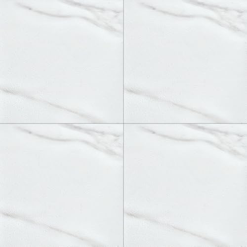 54PCS Self Adhesive Floor Planks, Peel and Stick Vinyl Flooring Square Tiles Cover 5.02m², Stone Effect/Marble Look Waterproof Floor Stickers for Kitchen, Living Room, Easy DIY (Premium White Marble)