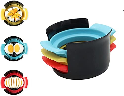 GOEDEKE 3-in-1 Egg Slicer - Stainless Steel Wire, 3 Slicing Styles, Multifunctional Cutter for Eggs, Ham, Kiwi, Banana & Strawberry