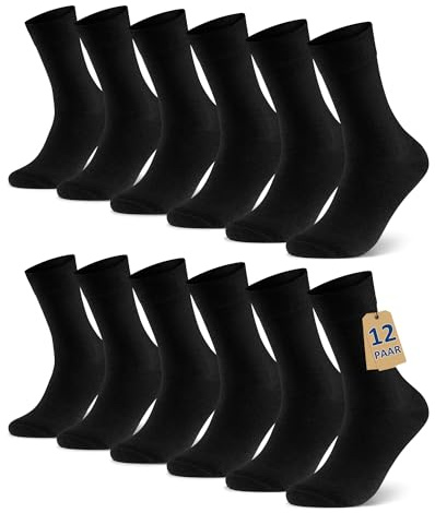Libella 12 Pares Calcetines de Vestir Hombre y Mujer Calcetines Ejecutivos Algodón Suave Transpirable Para Uso Diario Trabajo y Todas las Estaciones Negro 39-42