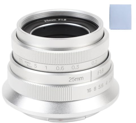 Vollformat-Objektiv mit Manueller Fokussierung, 25 Mm F1,8 Mark II Kamera-Porträtobjektiv mit Großer Blende für M-Mount M M2 M3 M5 M6 M10 M100 M50 M200 Silber