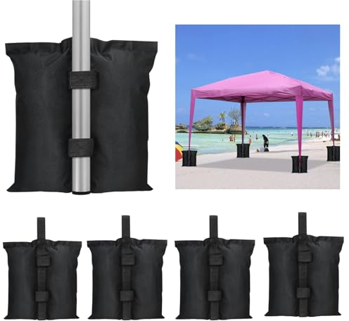 4Pack Gazebo Tent Weight Bags, Heavy-Duty Stability for Canopies, Umbrellas, Furniture & More with Velcro Straps & Double Pocket Design for Keeping Sturdy Canopy Tent Legs