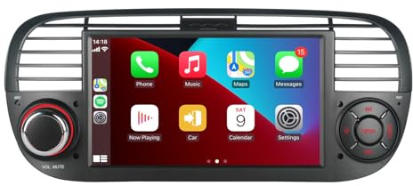 [Versione Plus] Aphrfamma Autoradio compatibile con CarPlay wireless/Android Auto per Fiat Fiat 500 2007-2015 con 7 Pollici IPS Bluetooth/FM/AM/USB/Mirror Link/Touch Display (nero)
