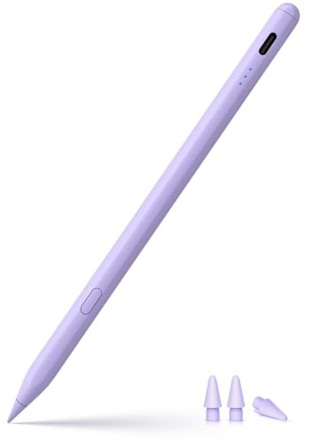 Penna per iPad 2018-2026 con Ricarica Rapida, Anti-Palm e Rilevamento dell'Inclinazione Compatibile con iPad 11/10/9/8/7/6/A16, Mini 7/6/5, Air M4/M3/M2 11/13/5/4/3, Pro M5/M4 13/12.9″/11″-Lilla
