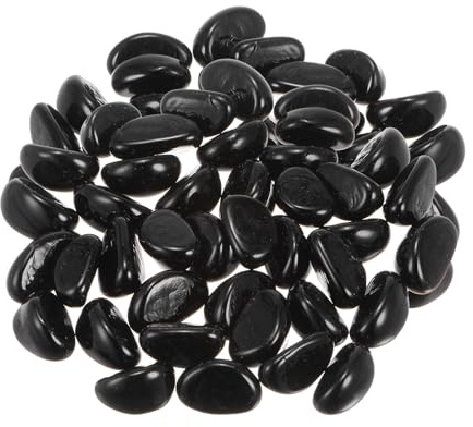 QUARKZMAN Perle di vetro da fuoco per camino, ghiaia, ciottoli, riflettenti, per piscine, acquari, 1000 g/2,2 lbs, colore: nero