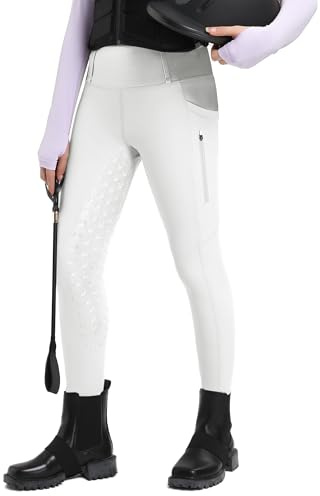 FitsT4 Sports Pantaloni da Equitazione per Bambine Leggings da Equitazione Rivestimento Completo in Silicone Pantaloni da Equitazione a Vita Alta