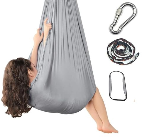 Balançoire sensorielle de Yoga d'intérieur, hamac aérien, hamac à Sangle d'inversion(Silver Grey)