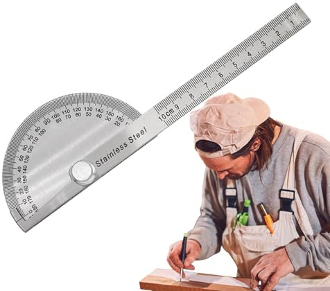 Relatores de construcción | Transportador de ángulo de acero inoxidable | Herramienta de medición de ángulo para dibujo, carpintería, matemáticas geométricas