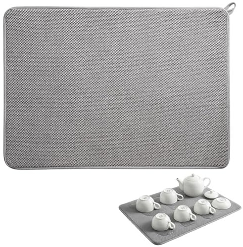 Drying Mat for Kitchen Counter, Dish Drying Mat 30x40cm, Absorbent for Dishes and Utensils, Non-Slip Kitchen Drying Pad Suitable for Countertops and Coffee Machines