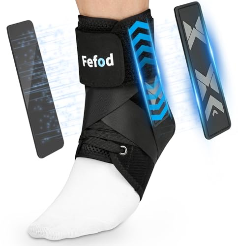 Fefod Ankelbandage för stuvad fotled, ankelbandage med 2 stödkuddar, smal passform ankelstöd, kardborreband, justerbart bandage fotled för män kvinnor, sport och återhämtning