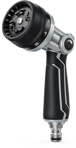 RAINPOINT Pistolet Arrosage en Métal, 10 Modes d'arrosage, Commande au Pouce Pratique, Pulvérisateur de Tuyau pour L'arrosage et le Nettoyage du Jardin, Noir