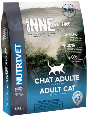 NUTRIVET – INNEHÅLL Katt – spannmålsfri mat – vuxen katt – fisk – 80% ingredienser av animaliskt ursprung –