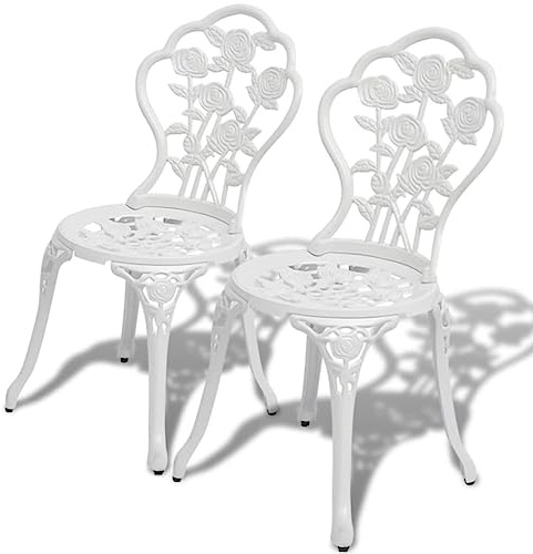 vidaXL SEDIA DA BISTRO 2 PZ BIANCO 41x49x81,5 CM ALLUMINIO