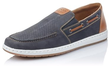 Rieker Homme Chaussures Basses 18266, Monsieur Mocassin,Chaussons,Chaussures Basses,élégant,Chaussures d'affaires,Bleu (Blau / 14),44 EU / 9.5 UK