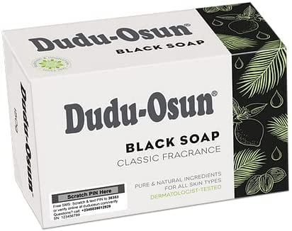 Dudu-osun 1x150g BIO, scellé hygiéniquement et emballé individuellement - Savon noir CLASSIQUE | Savon noir africain | Savon de camping, douche, rasage et visage | Shea & Aloe Vera [total:150g]