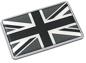 PTDecals 1 PCS The Union Jack Car Sticker Black White England Flag 3D Emblem UK GB Flag Badge Graphic Decals for Racing Car Vehicle Trunk Skirts Side 7.7x5CM