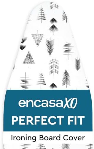Encasa XO Ironing Board Covers, X-Large, 135x45 cm, Black | 100% Cotton Fabric, 3mm Thick Felt Pad Cover | Drawstring & Cord Lock Tightening | Scorch Resistant Up to 220°C