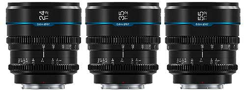 SIRUI Night Walker Cine-Objektiv mit Manuellem Fokus Set, 24mm, 35mm, 55mm, T1.2-Objektiv mit großer Blende und S35 Frame Prime Lens für RF Montieren für R7, R10, C70, R50 (MS-3SRB, Schwarz)