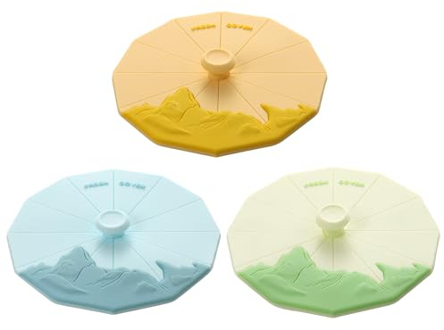 Silicone Cup Covers (Set of 3) ， Multicolored Silicone Lids for Mugs, Cups, Flexible Mug Covers，Hot Cup Lids for Coffee & Tea