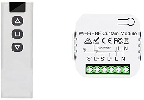 JIVIMOCO Tuya Smart Life WiFi 433Mhz Interruptor de Cortina Ciega con Mando a Distancia para Control de Persiana EléCtrica, 1RC 1RE