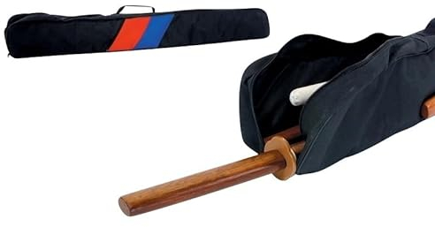 TEKKA BUDO Trainings-Waffentasche Deluxe - 135 cm - Nylon - gepolstert mit Tragegriff - Zusatzfächer - für Jo, Bokken, Shinai