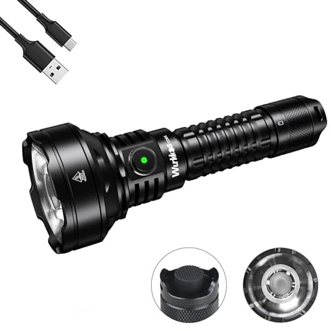 Wurkkos TD01C Torcia LED Ricaricabile, 1800 Lumen con Portata 1000M, Torcia Super Luminosa e Professionale Potente, USB-C per Ricarica – Ideale per Camping & Uso Domestico