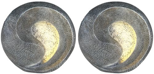 GLOBO Solarleuchten Steinoptik für Außen Gartenskulptur für Außen Solarlicht Außen wetterfest Tischlampe Gartendeko, grau, Akku, LED warmweiß, 2er Set