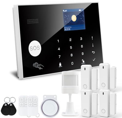 Sistema de seguridad para el hogar, WiFi inalámbrico Tuya, sistema de alarma inteligente para el hogar, sin tarifa mensual, para seguridad de niños y mascotas, compatible con Alexa y Google, para