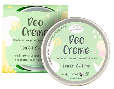 BadeFee - Deocreme vegan Lemon & Lime (Zitrusduft) 50 ml - Feste Deo Creme mit Sheabutter, Kokos- & Mandelöl ohne Aluminiumsalze & Tierversuche - 24h Antitranspirant für empfindliche Achseln
