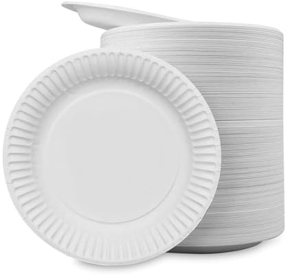 Tezraftaar® 1000 x Disposable Paper Plates 6 (15cm) White Party Plate Hot Cold Food Breakfast Dishes Christmas Parties Catering Supply Wedding