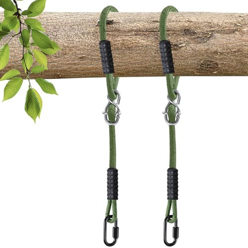 2 Pack Adjustable Extendable Tree Swing Rope Hammock Tree Straps Hanging Kit for Hang Hammock Chair Swing for Outdoor Tree Branch Camping Playground Set Accessories 6.6ft(80) Green