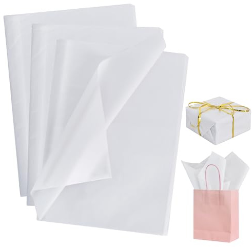 RIBBOOO 100 Sheets White Tissue Paper 50cm X 30cm Large Wrapping Paper for Gift Wrapping Flower Bouquet DIY Handmade Crafts Art Tissue for Birthday Wedding Graduation Valentines and Christmas