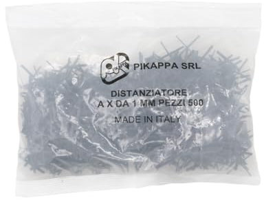 Pikappa 649 Distanziatore a croce da 1 mm per piastrelle e rivestimenti. Colore Grigio. Sacchetto da 500 pezzi