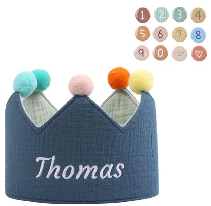 LoLaTide Corona di compleanno personalizzata per bambini Birthday Crown riutilizzabile per bambini con numero 0-9 Decorazione di ricambio Decorazioni di compleanno per bambini e bambine (blu)