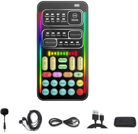 CAIONPLE I9 Voice Changer Full Kit Flera Ljudeffekter Bluetooth Live-Ljudkort Ultratunna Bärbara Live-Ljudkort Mic Tool Hållbar Enkel Installation Enkel Att Använda
